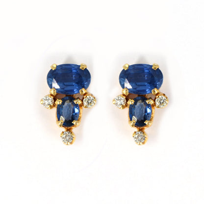 Yellow Studded Blue Sapphire Studs Sapphire Earring 18K Gold