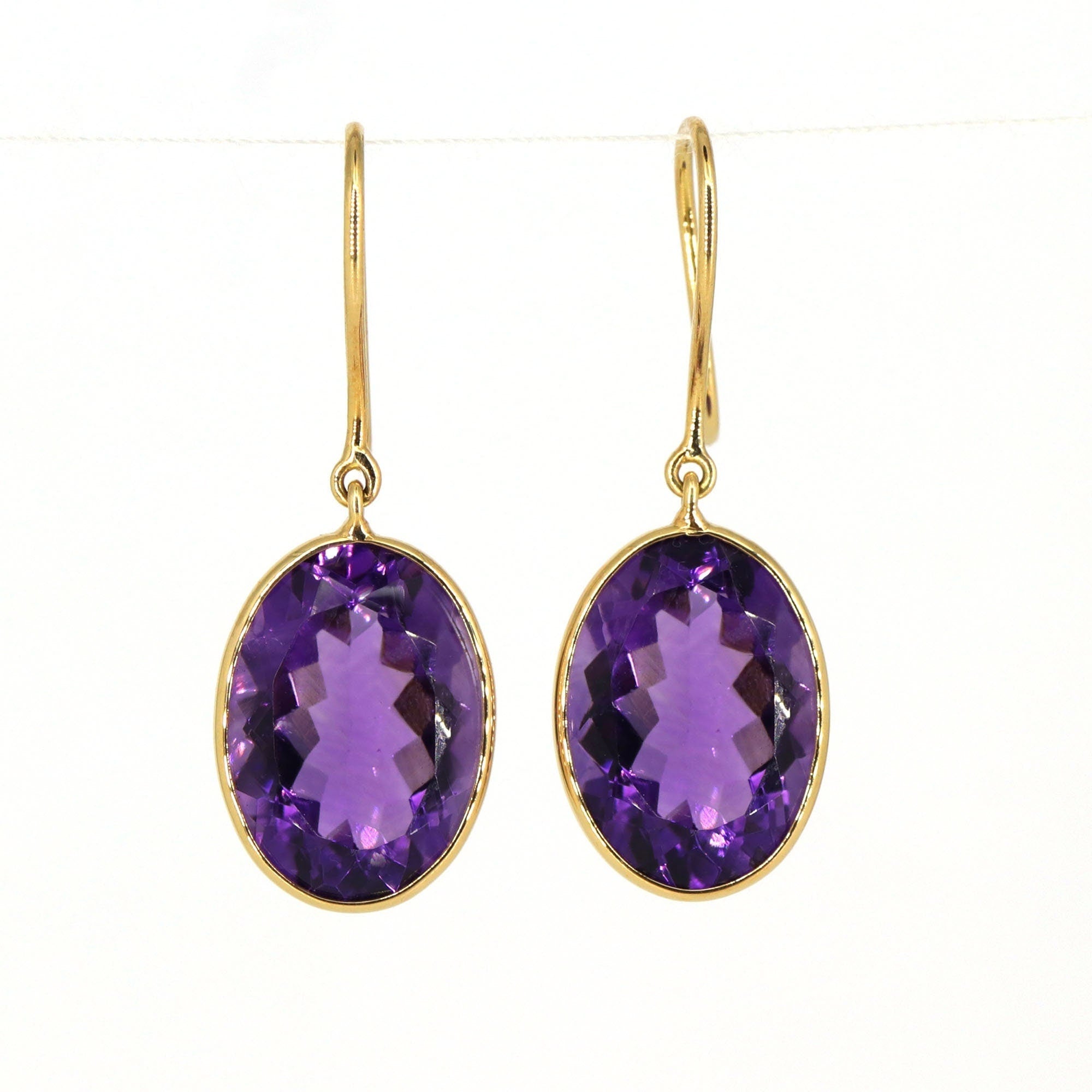 Yellow Handmade Amethyst Hanging Earring 18K Gold