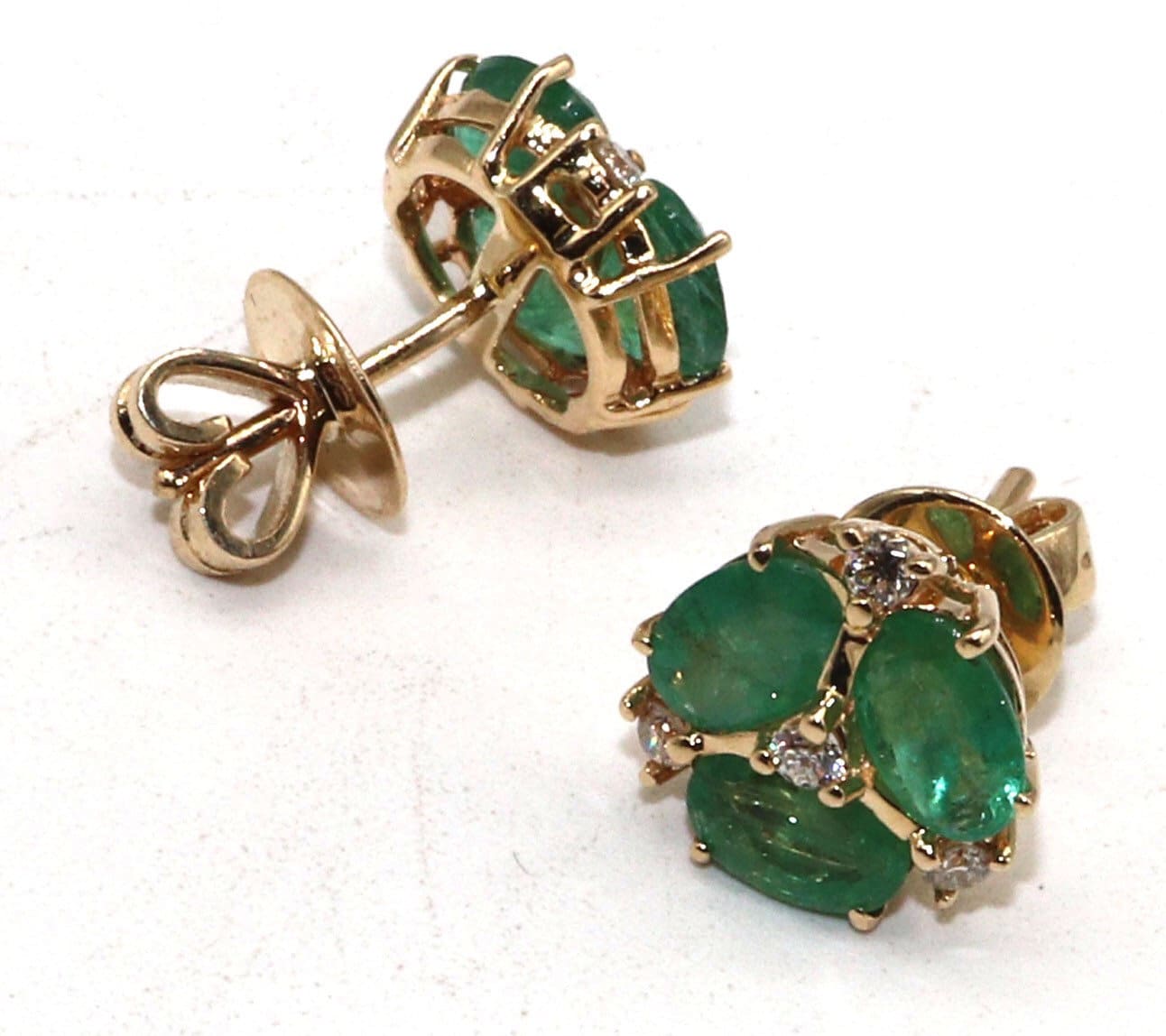 2.52 Emerald Delicate Dainty Studs Earring 14K Gold