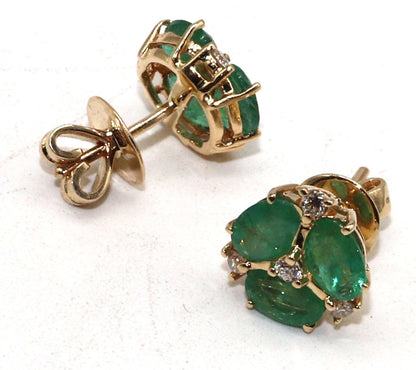 2.52 Emerald Delicate Dainty Studs Earring 14K Gold