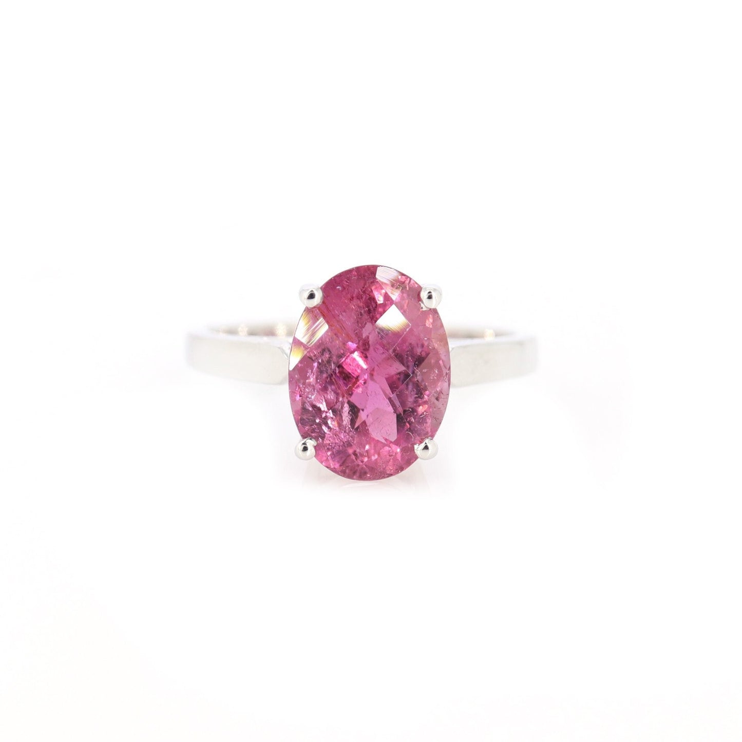 Checker Cut Nice Pink Tourmaline Ring 14K Gold