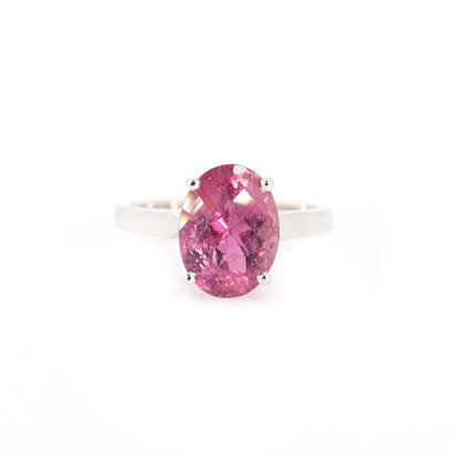Checker Cut Nice Pink Tourmaline Ring 14K Gold