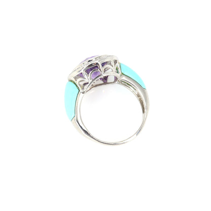 Vintage Style Amethyst Engagement Ring 18K Gold