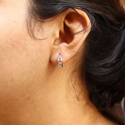 White Hoop Earring 18K Gold