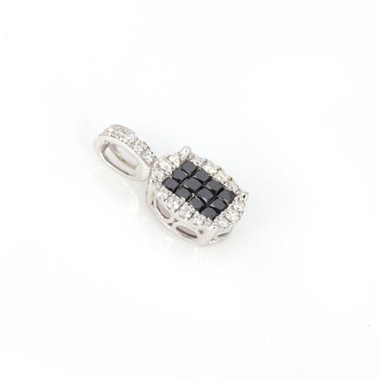 Invisible Princess Cut Black Pendant 18K Gold
