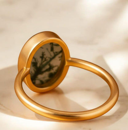 Moss Agate Engagement Ring 14K Gold
