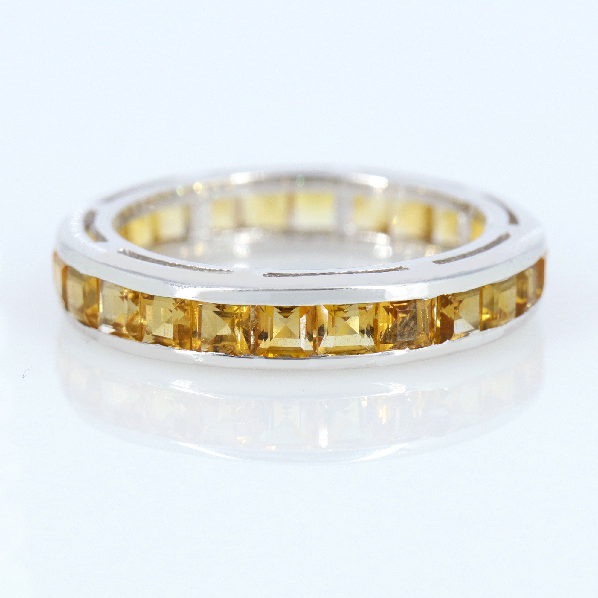Full Eternity Band 925 Sterling Citrine Stackable Band Ring Silver