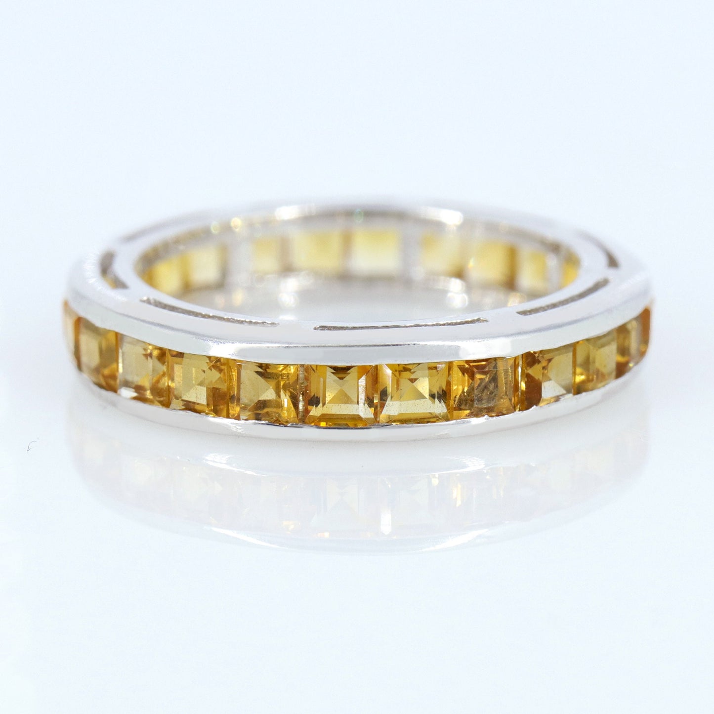 Full Eternity Band 925 Sterling Citrine Stackable Band Ring Silver