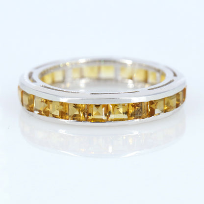 Full Eternity Band 925 Sterling Citrine Stackable Band Ring Silver
