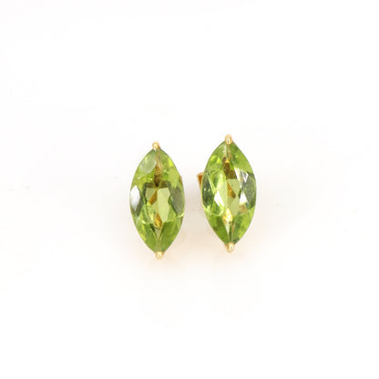 Marquise Cut Green Peridot Gemstone Studs Yellow Peridot Earring 18K Gold