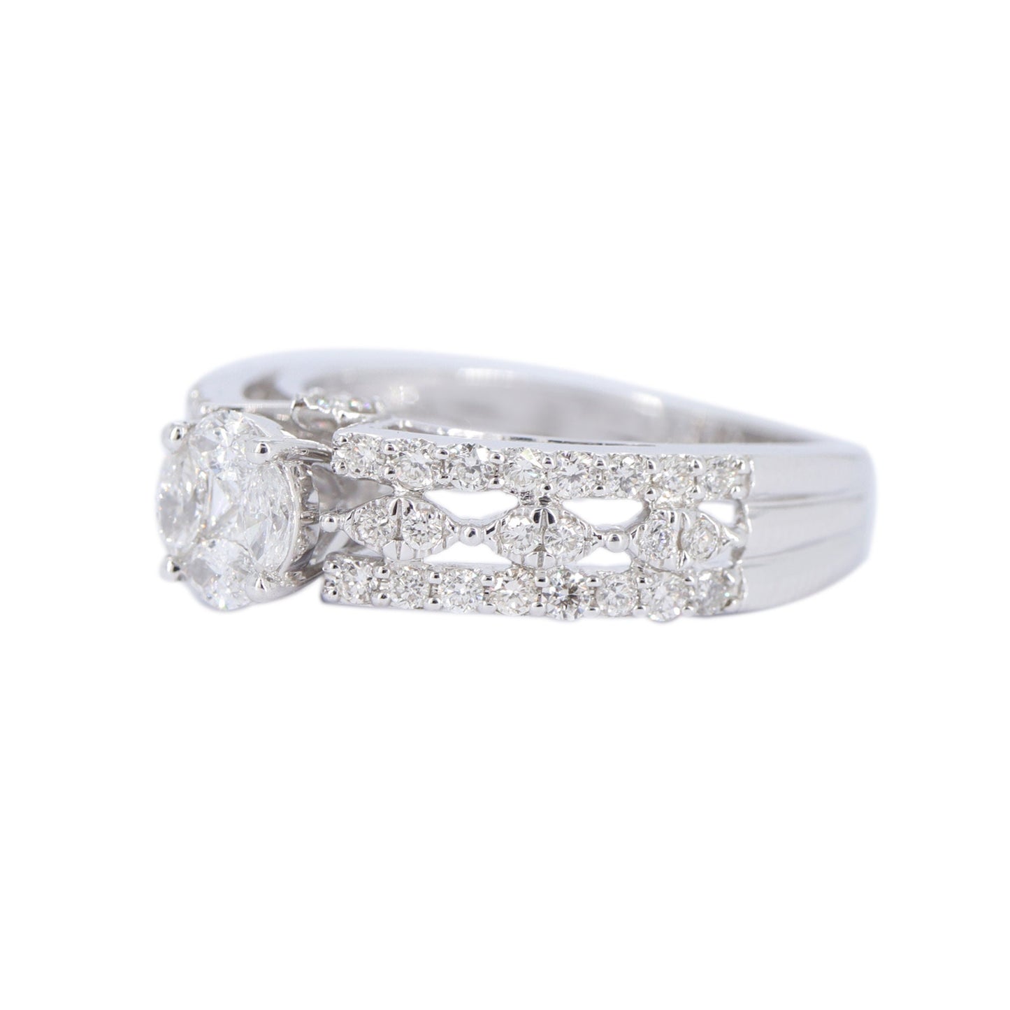 Cathedral White Ring 18K Gold