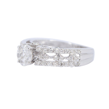Cathedral White Ring 18K Gold