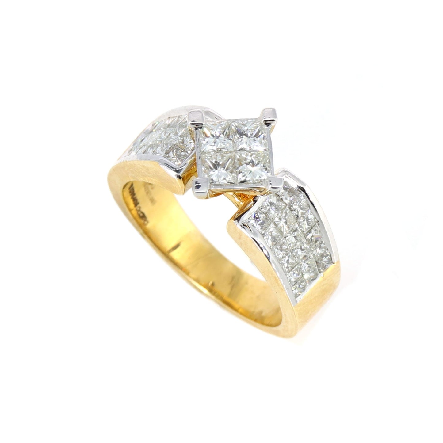 Yellow Princess Cut Invisible Illusion Ring 18K Gold