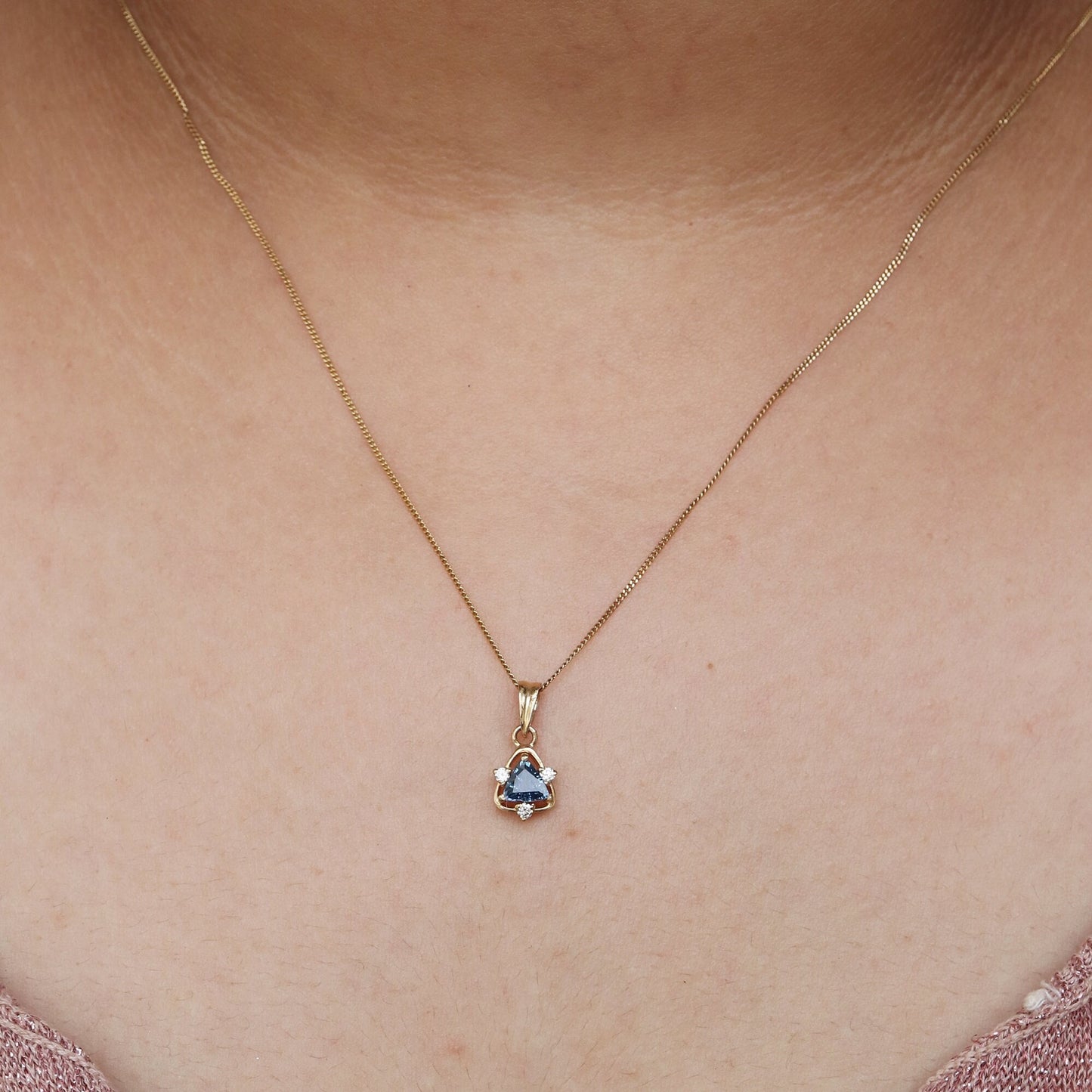 Yellow & Blue Sapphire Pendant 14K Gold