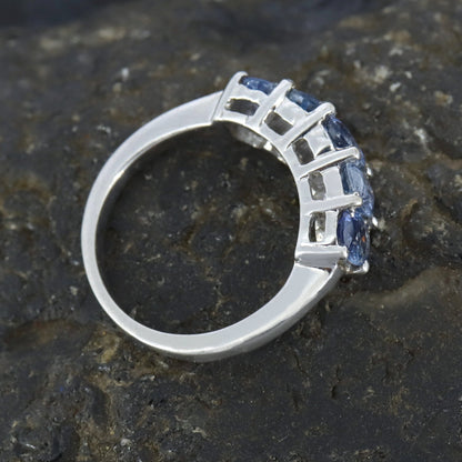 Elegant Blue Sapphire Ring Silver