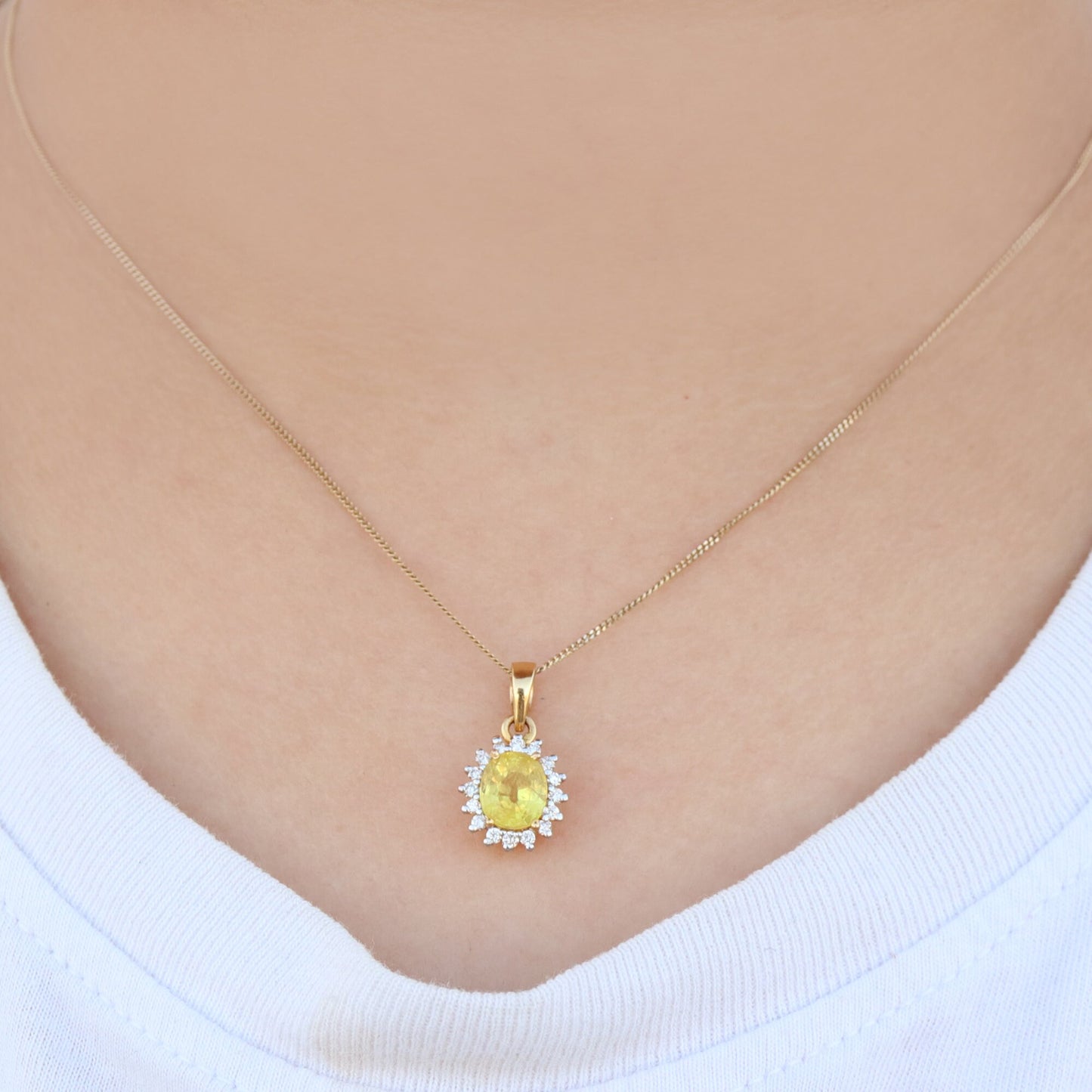 Yellow Sapphire Pendant 14K Gold