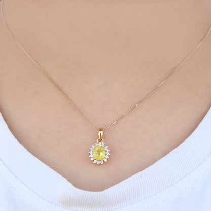 Yellow Sapphire Pendant 14K Gold