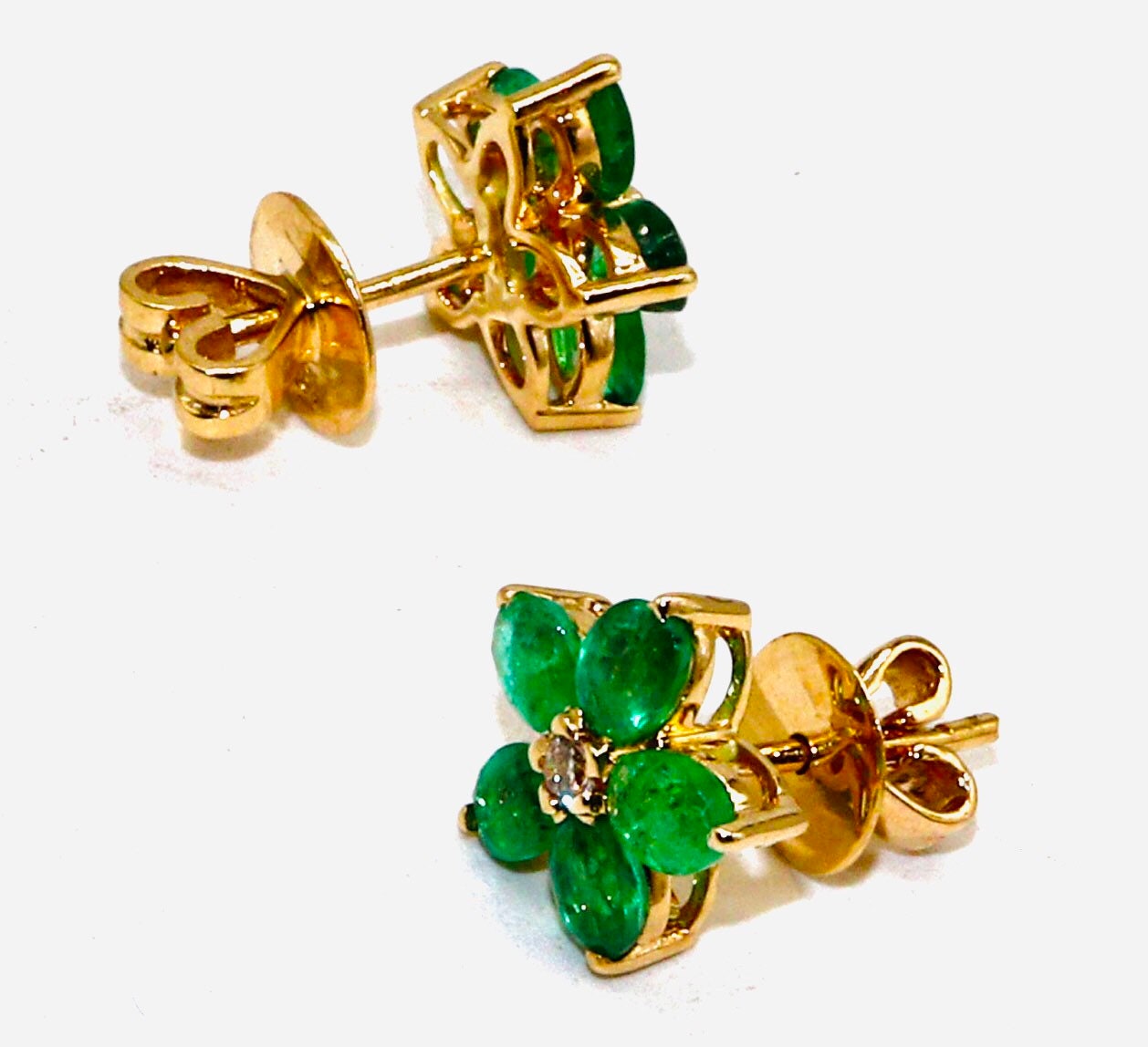 Yellow Emerald Stud Earring 14K Gold