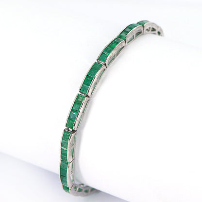 Princess Cut Emerald Bracelet Silver