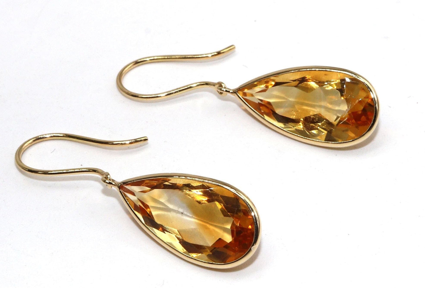 Yellow Handmade Citrine Hanging Earring 18K Gold