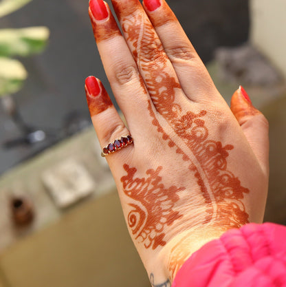 Georgian Antique 9K Yellow Garnet Cocktail Halo Ring Gold