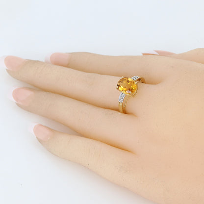 Vintage Yellow Citrine Ring 14K Gold