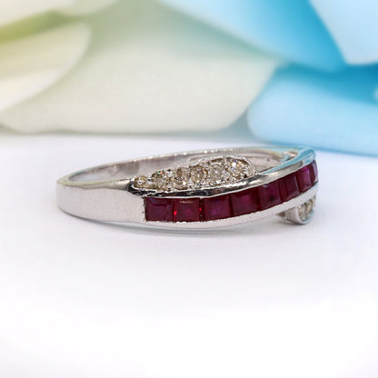 925 Sterling Ruby Ring Silver