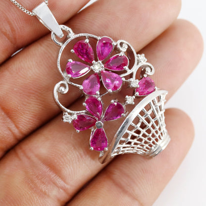 Flower Basket Pendant Gold