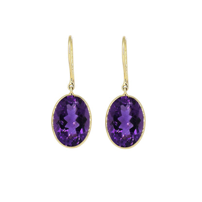 Yellow Handmade Amethyst Hanging Earring 18K Gold