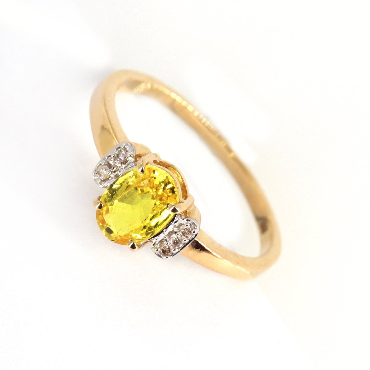 Oval Cut Yellow Sapphire Ring 14K Gold