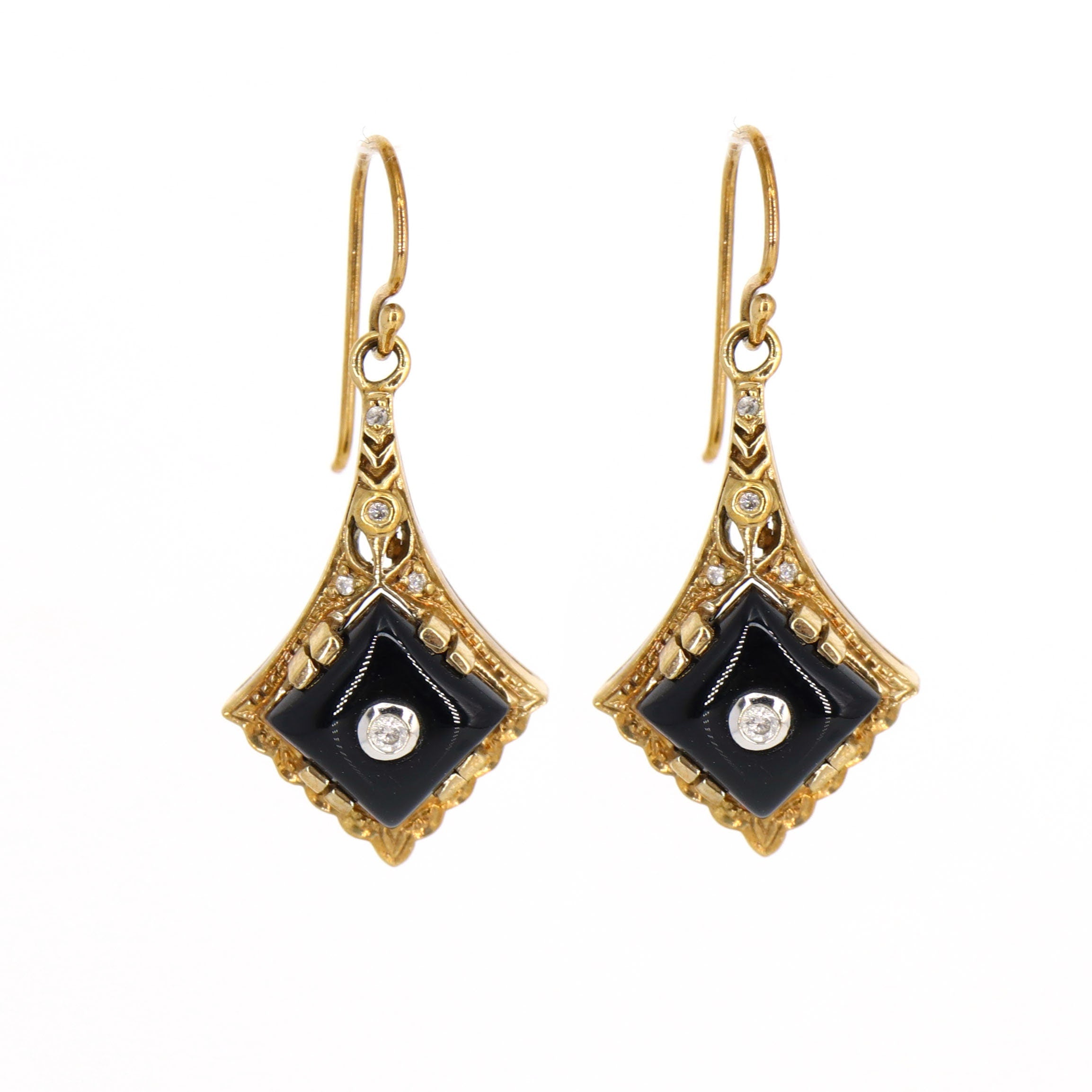 Black Onyx Earring Gold