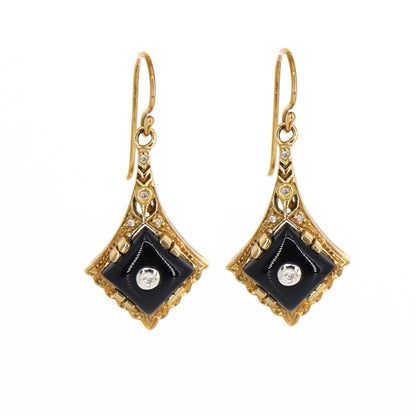 Black Onyx Earring Gold