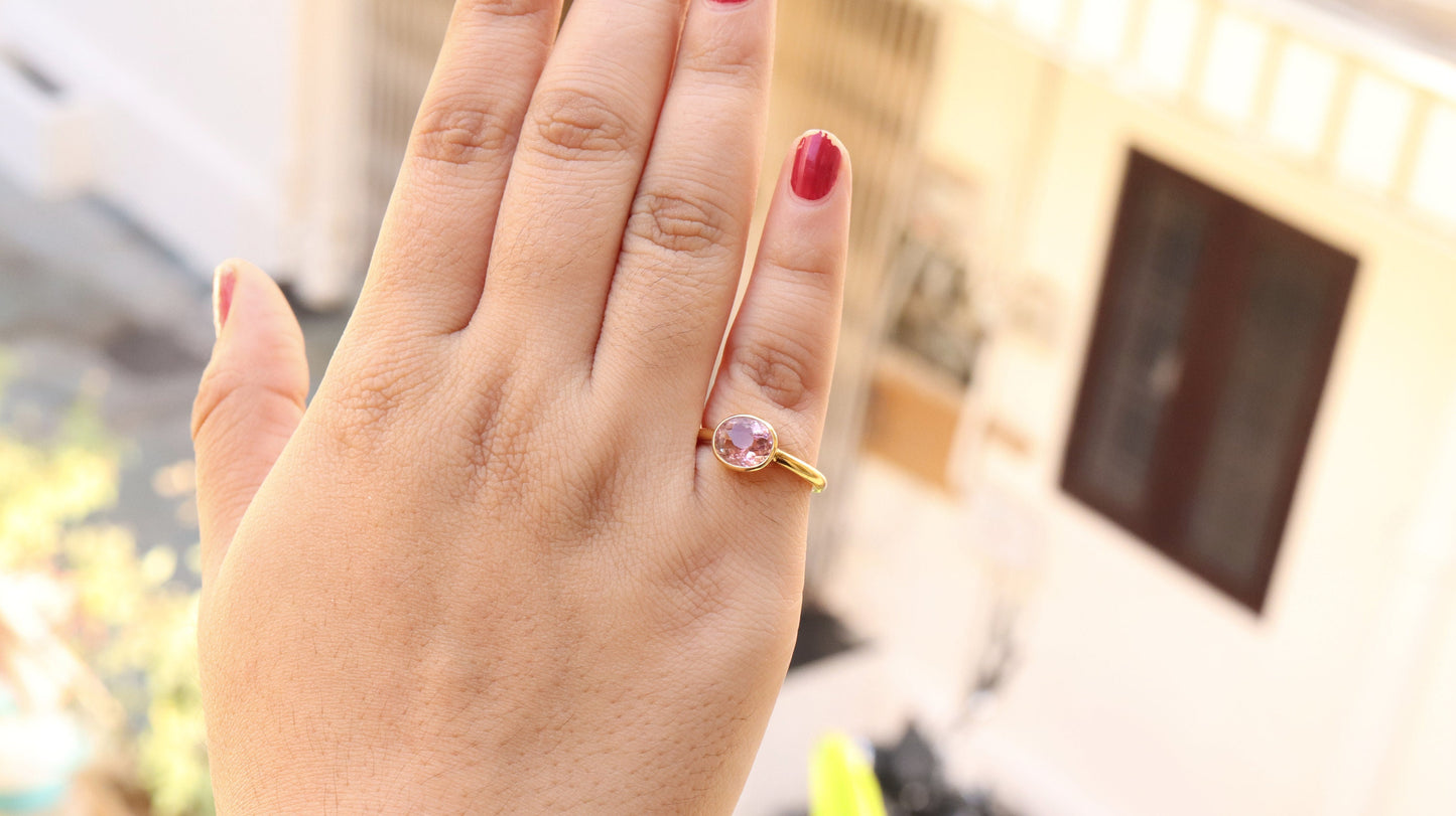 Pink Tourmaline Ring 18K Gold