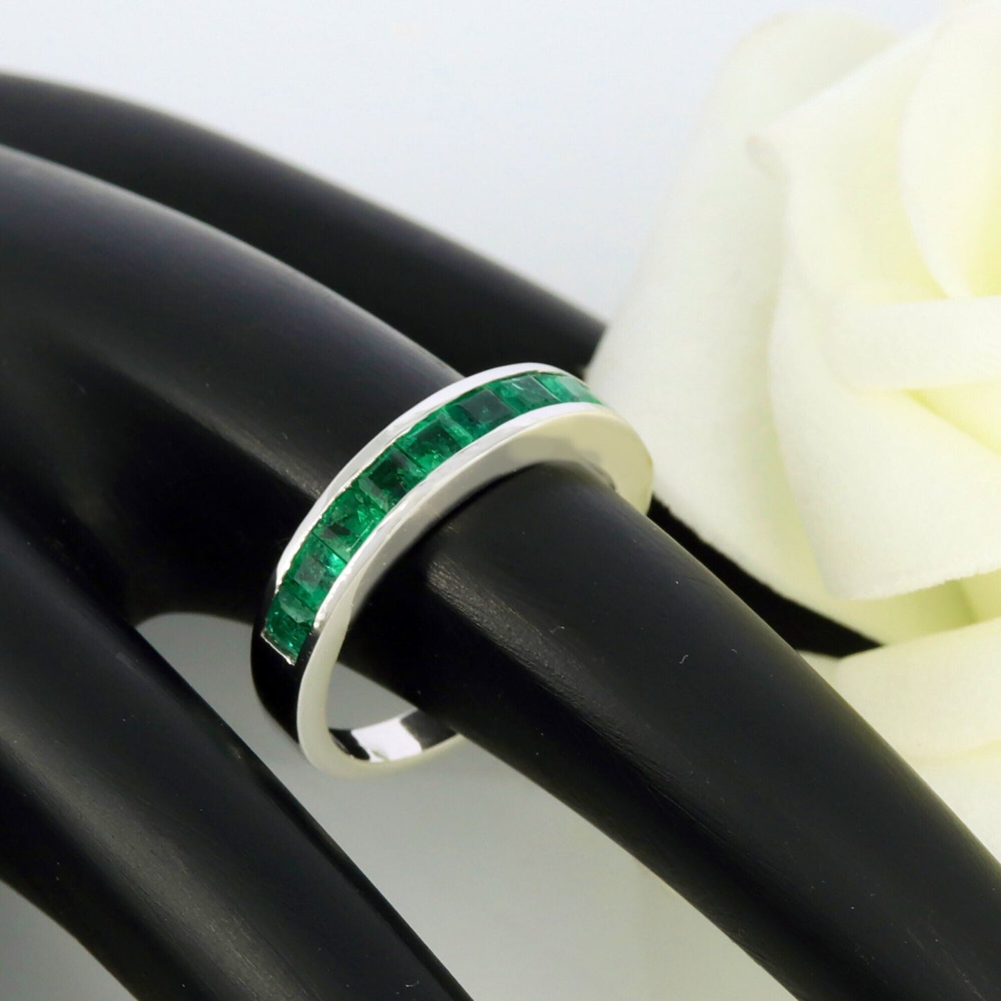 White Emerald Eternity Ring 14K Gold