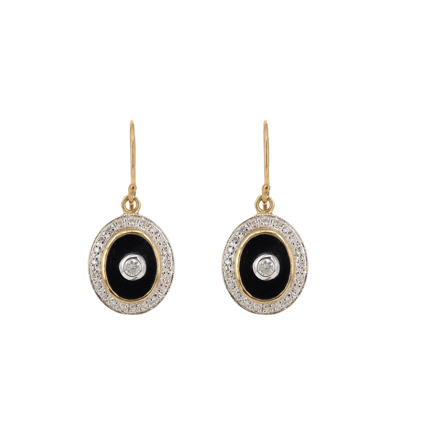 Black Onyx Dangle Earring Gold