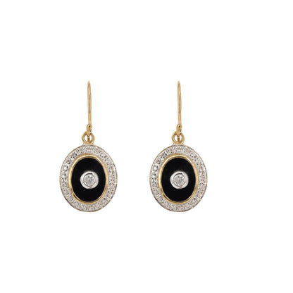 Black Onyx Dangle Earring Gold