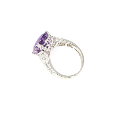 White Amethyst Engagement Ring 18K Gold