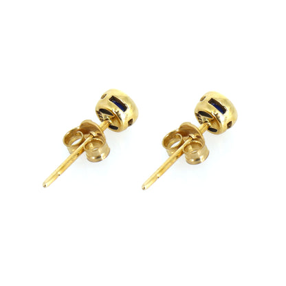 5Mm Tiny Round Studs Daily Wear Studs Blue Sapphire 9K Yellow Sapphire Earring Gold