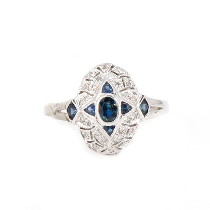 & Blue Sapphire Ring 14K Gold