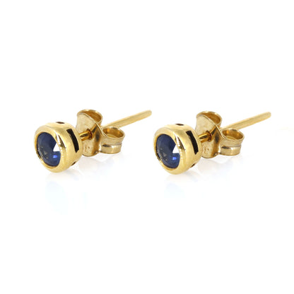 5Mm Tiny Round Studs Daily Wear Studs Blue Sapphire 9K Yellow Sapphire Earring Gold
