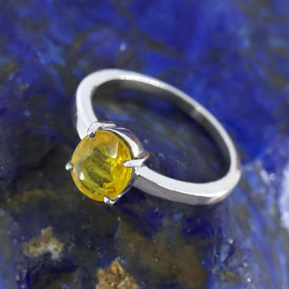 Oval Cut Yellow Sapphire Ring Silver