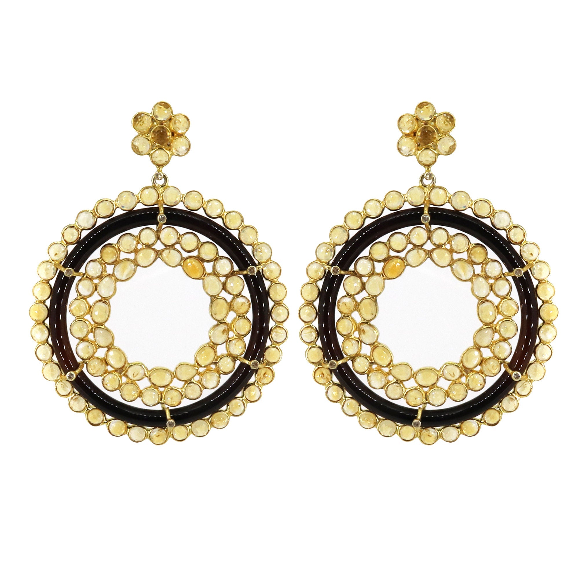 Elegant Vintage Black Onyx Citrine Victorian Style Earring