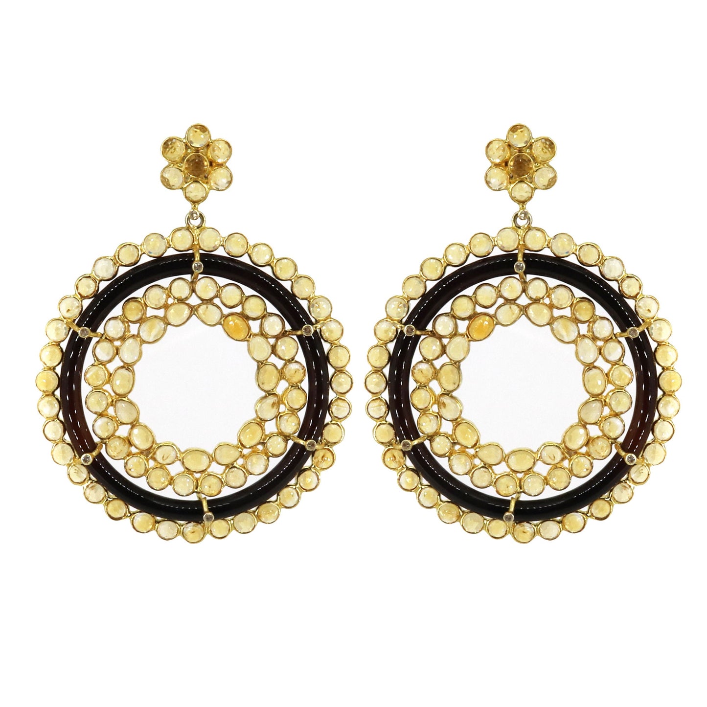 Elegant Vintage Black Onyx Citrine Victorian Style Earring