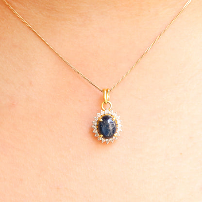 Blue Star Sapphire Jewelry Women Star Sapphire & Pendant 14K Gold