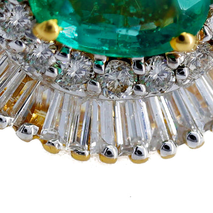 Yellow Studs Oval Cut Emerald & Tapered Baguette Cut Elegant Earring 18K Gold
