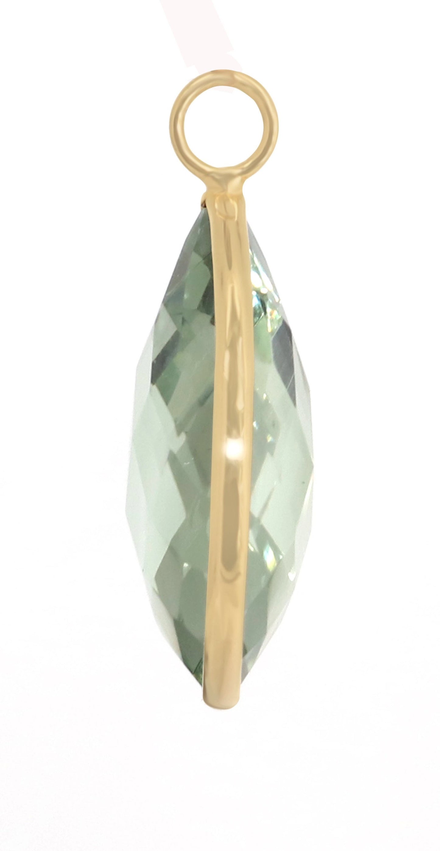 Green Amethyst Yellow Pendent Green Amethyst Stone Pendent Handmade Pendent Bezel Pendent. 18K Gold
