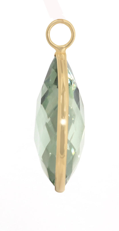 Green Amethyst Yellow Pendent Green Amethyst Stone Pendent Handmade Pendent Bezel Pendent. 18K Gold
