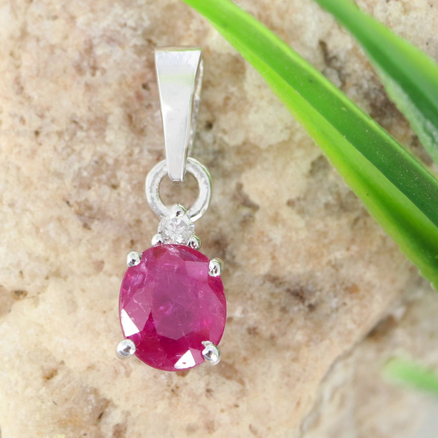 Oval Ruby Necklace Silver