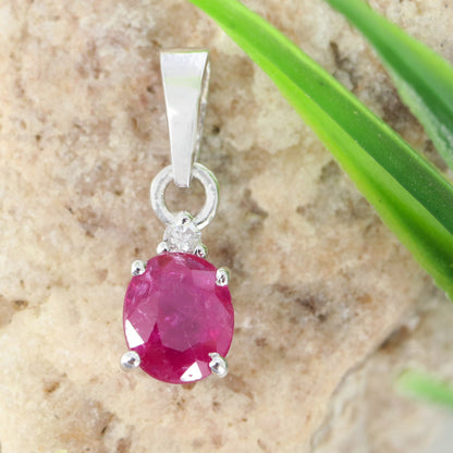 Oval Ruby Necklace Silver