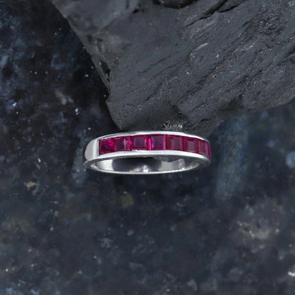 Half Eternity Wedding Band Anniversary Ring Silver